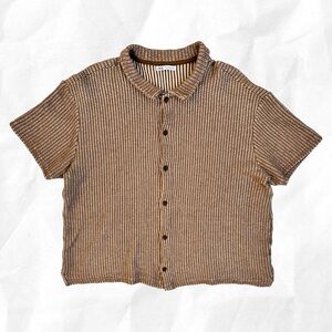 Zara Men Crochet Knit Short Sleeve Shirt